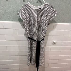 NWT Ann Taylor | Tweed boucle black and white cap sleeve mini dress size 10